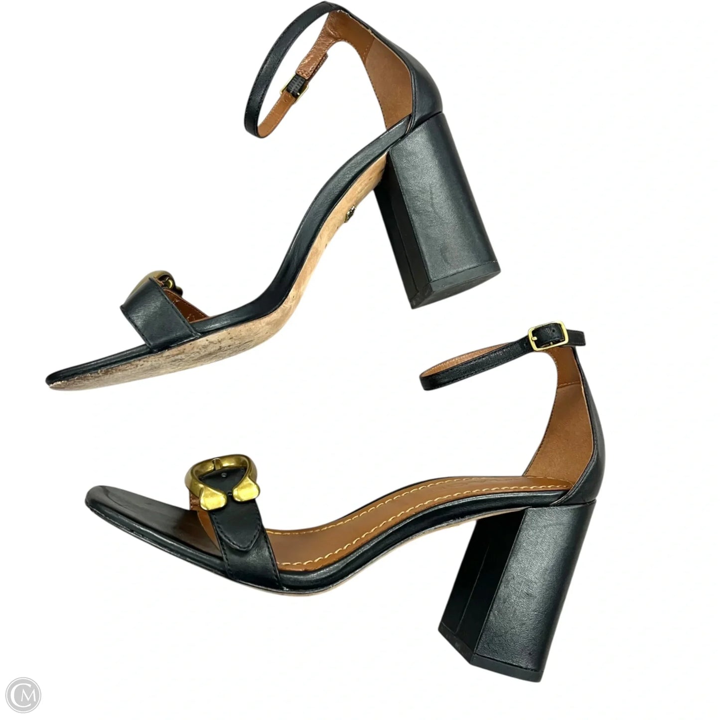 Sandals Designer By Coach In Black & Gold, Size: 7.5