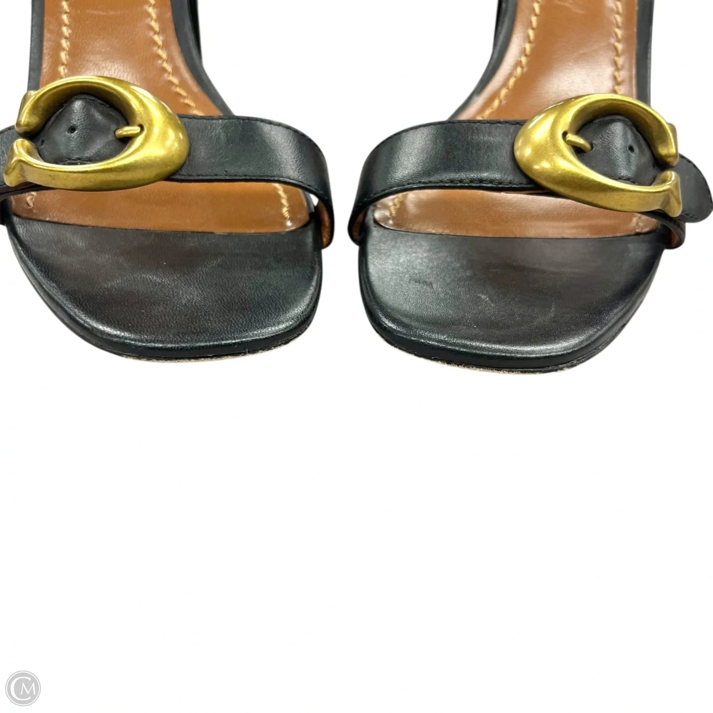 Sandals Designer By Coach In Black & Gold, Size: 7.5