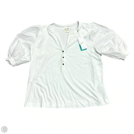 Top Short Sleeve Designer By Lilly Pulitzer In Cream, Size: Xxl