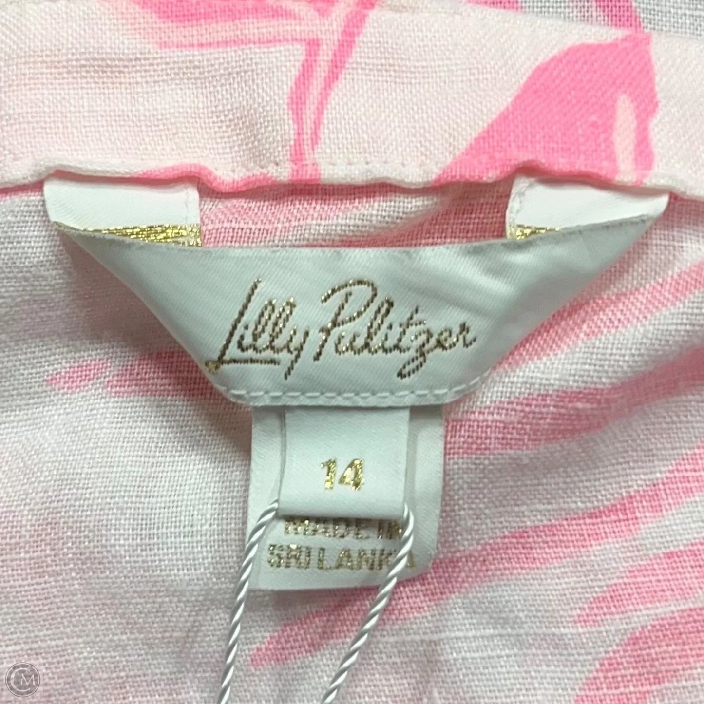 Top Short Sleeve Designer By Lilly Pulitzer In Pink & White, Size: L