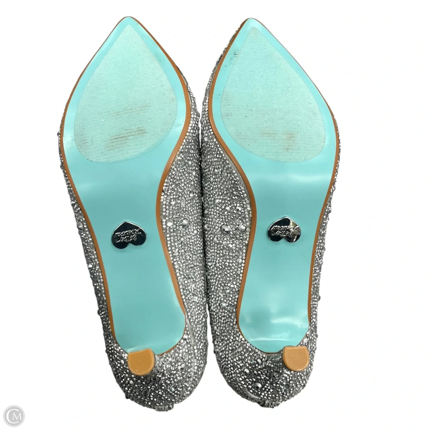 Shoes Heels Kitten By Betsey Johnson In Silver, Size: 9