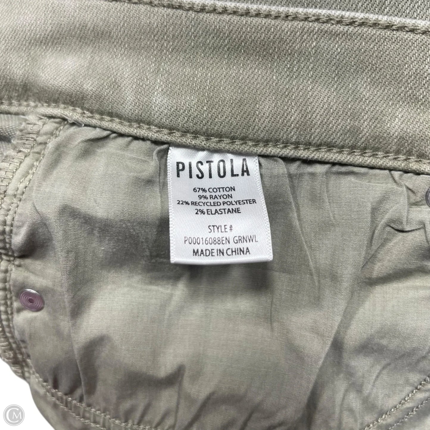 Jeans Flared By Pistola In Green Denim, Size: 10