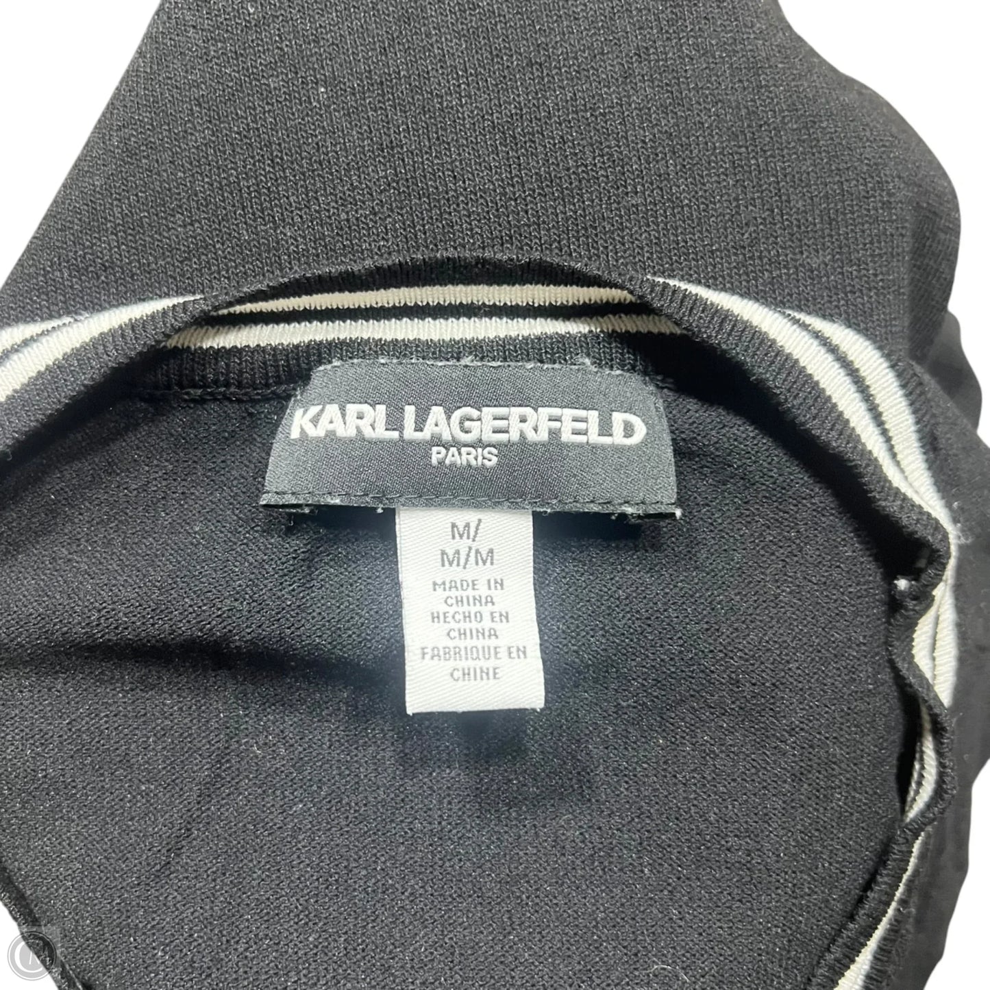 Top Short Sleeve Designer By Karl Lagerfeld In Black & White, Size: M