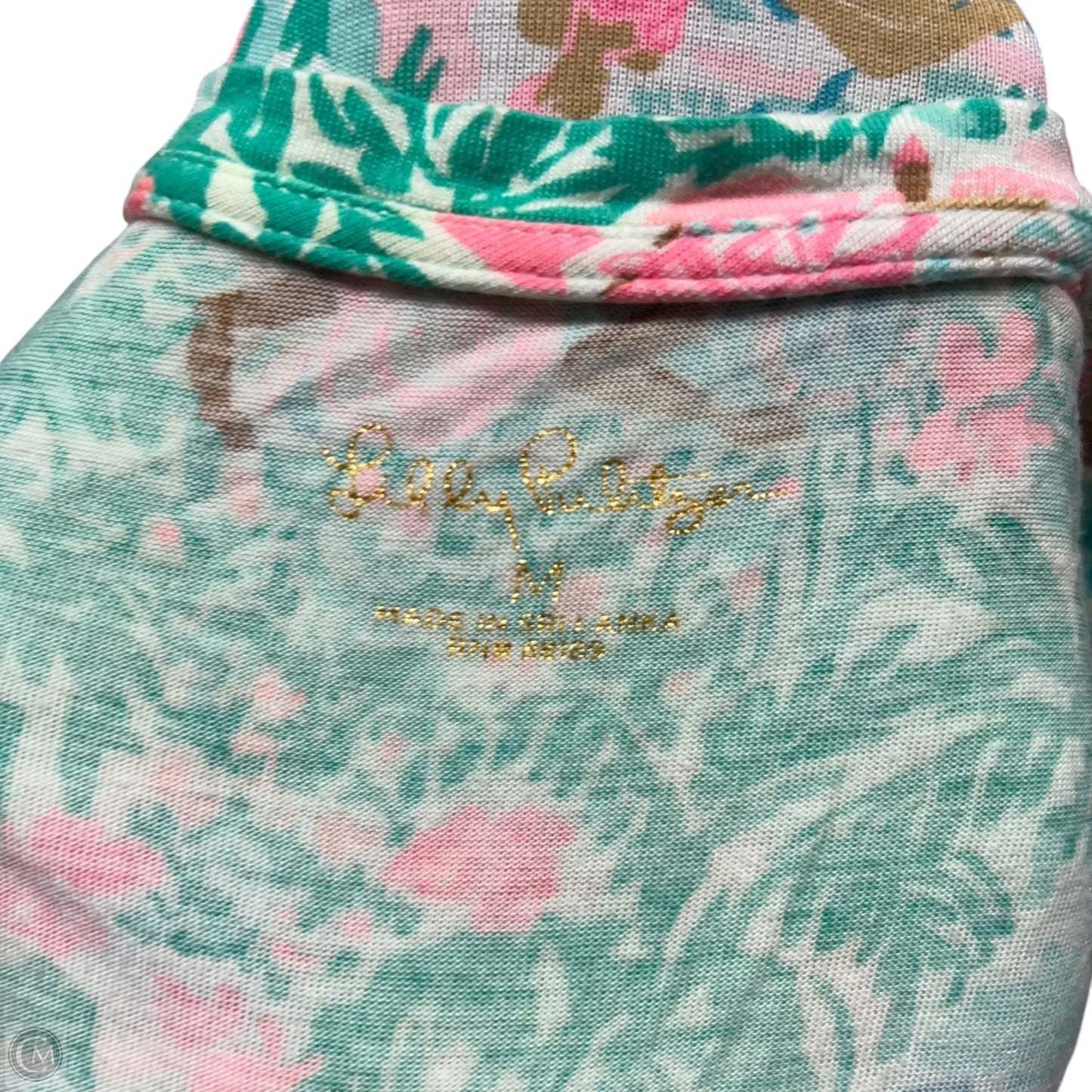 Top Long Sleeve Designer By Lilly Pulitzer In Green & Pink, Size: M