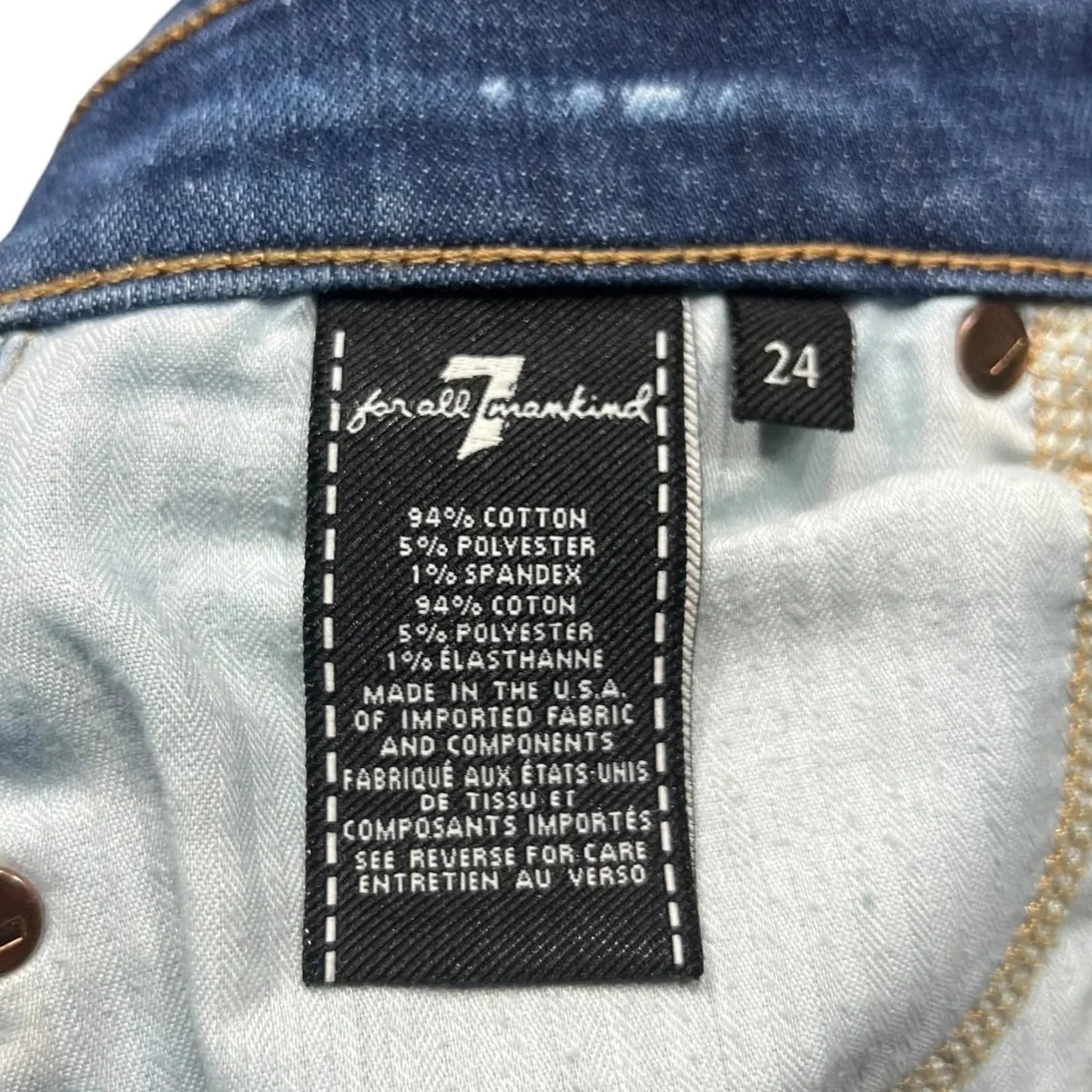 Jeans Skinny By 7 For All Mankind In Blue Denim, Size: 0