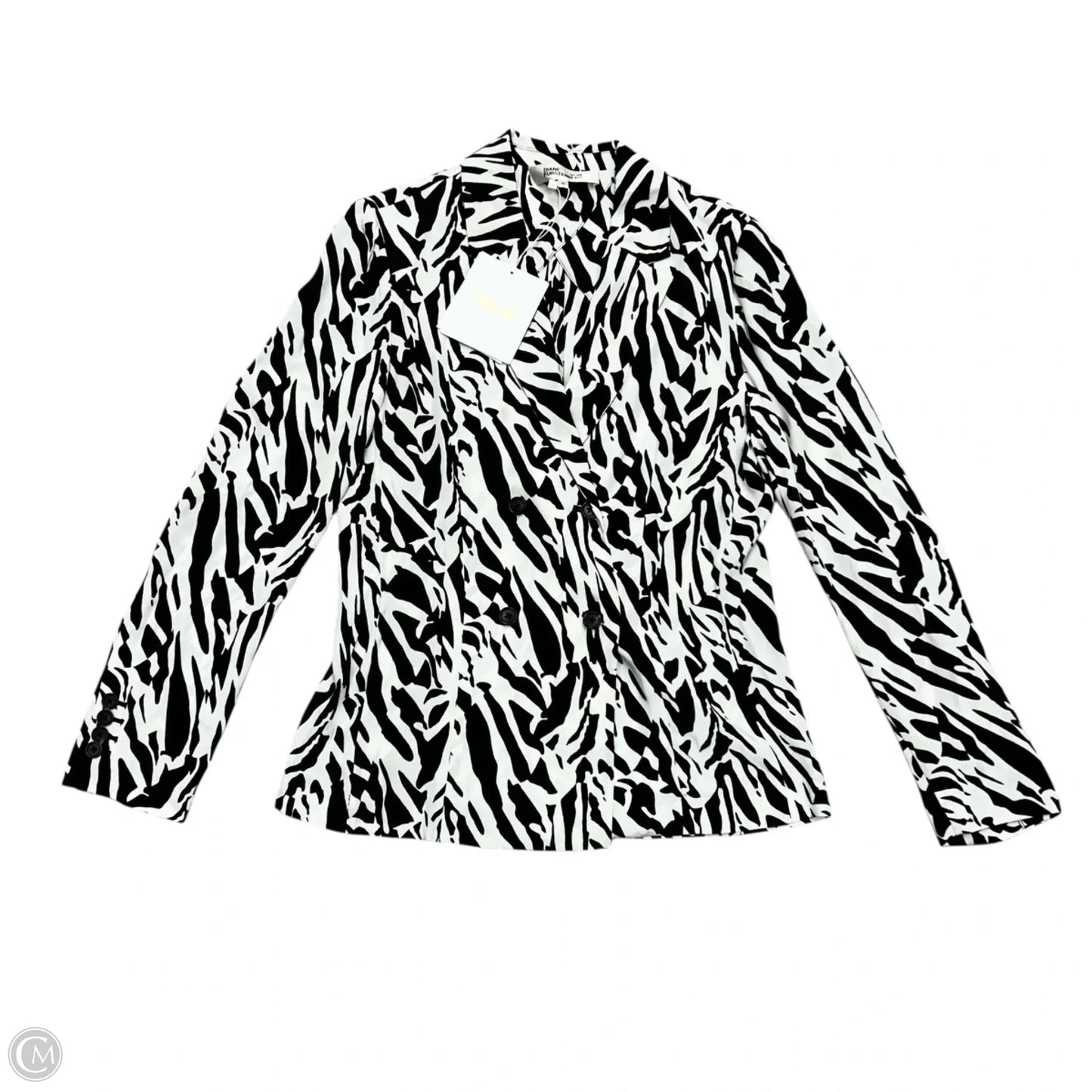Blazer Designer By Diane Von Furstenberg In Black & White, Size: M