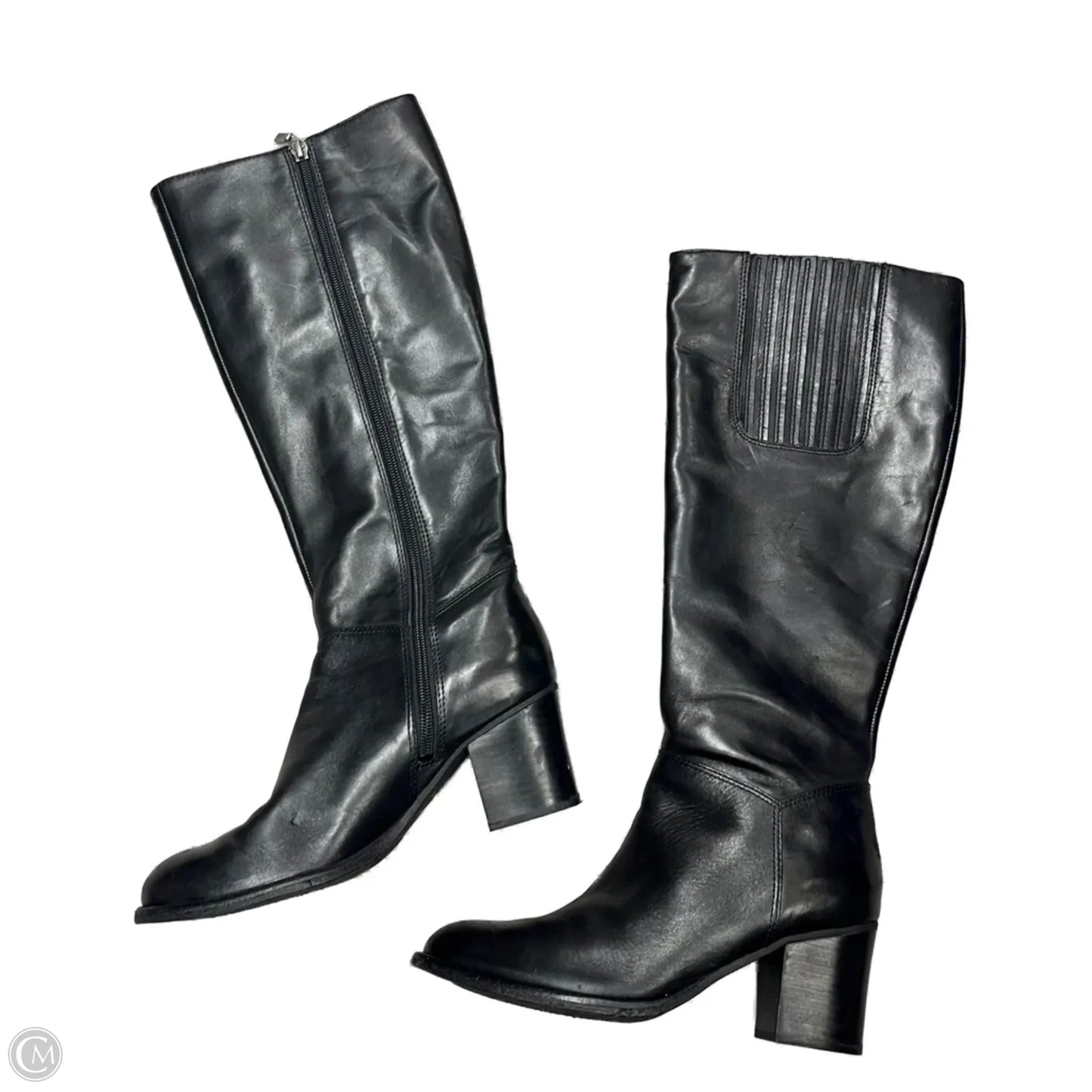 Boots Mid-calf Heels By Geox Shoes In Black, Size: 6.5