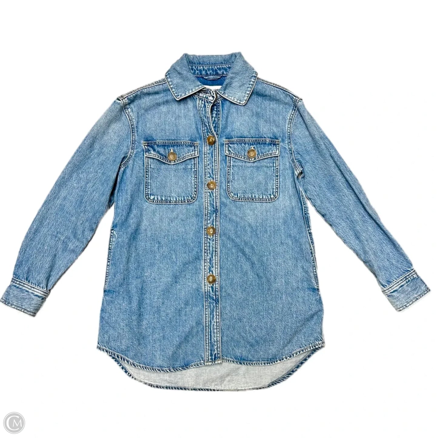 Jacket Shirt By Loft In Blue Denim, Size: Xs