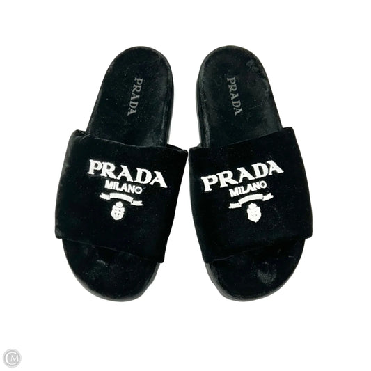Sandals Luxury Designer By Prada In Black, Size: 10