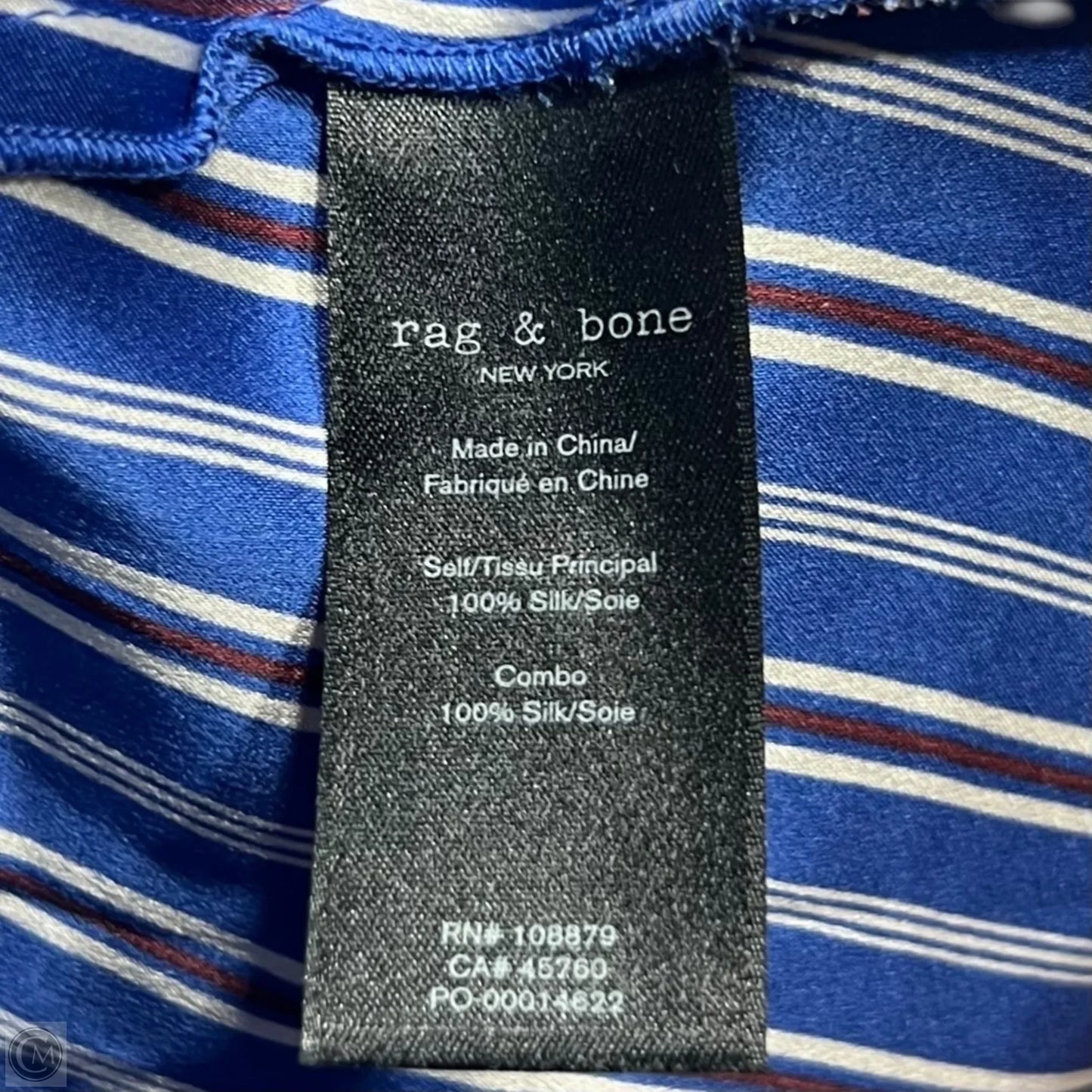 Top Long Sleeve By Rag And Bone In Blue & Red & White, Size: M