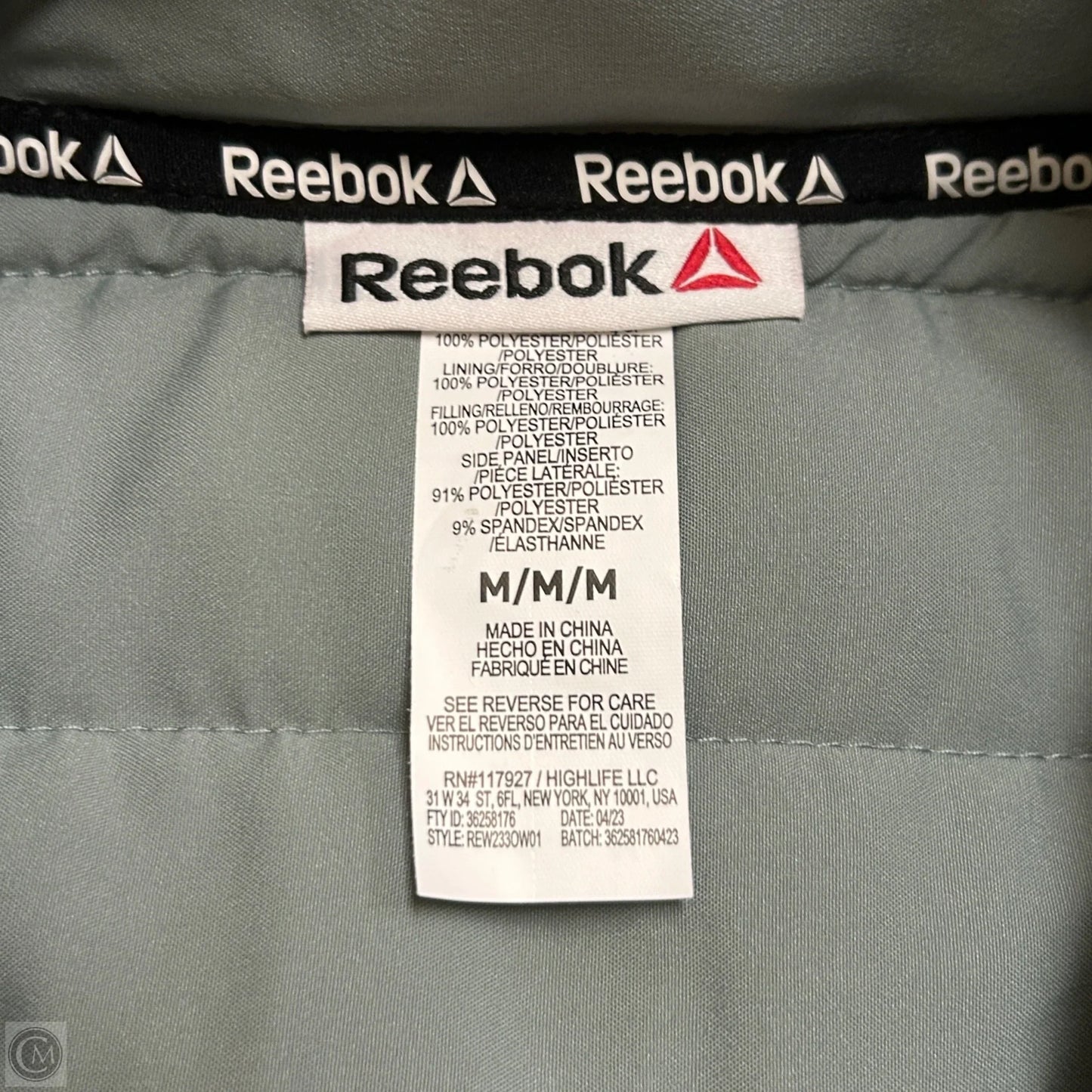 Athletic Jacket By Reebok In Teal, Size: M