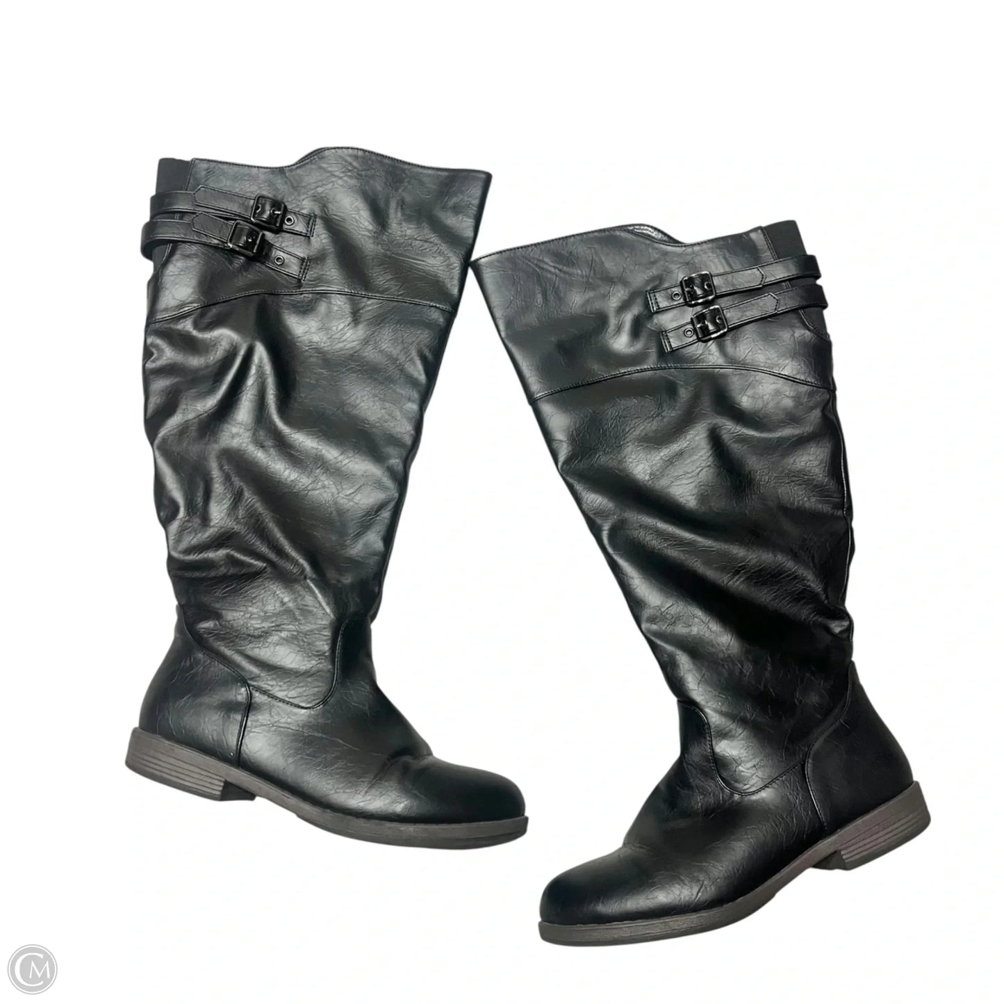 Boots Mid-calf Heels In Black, Size: 9.5