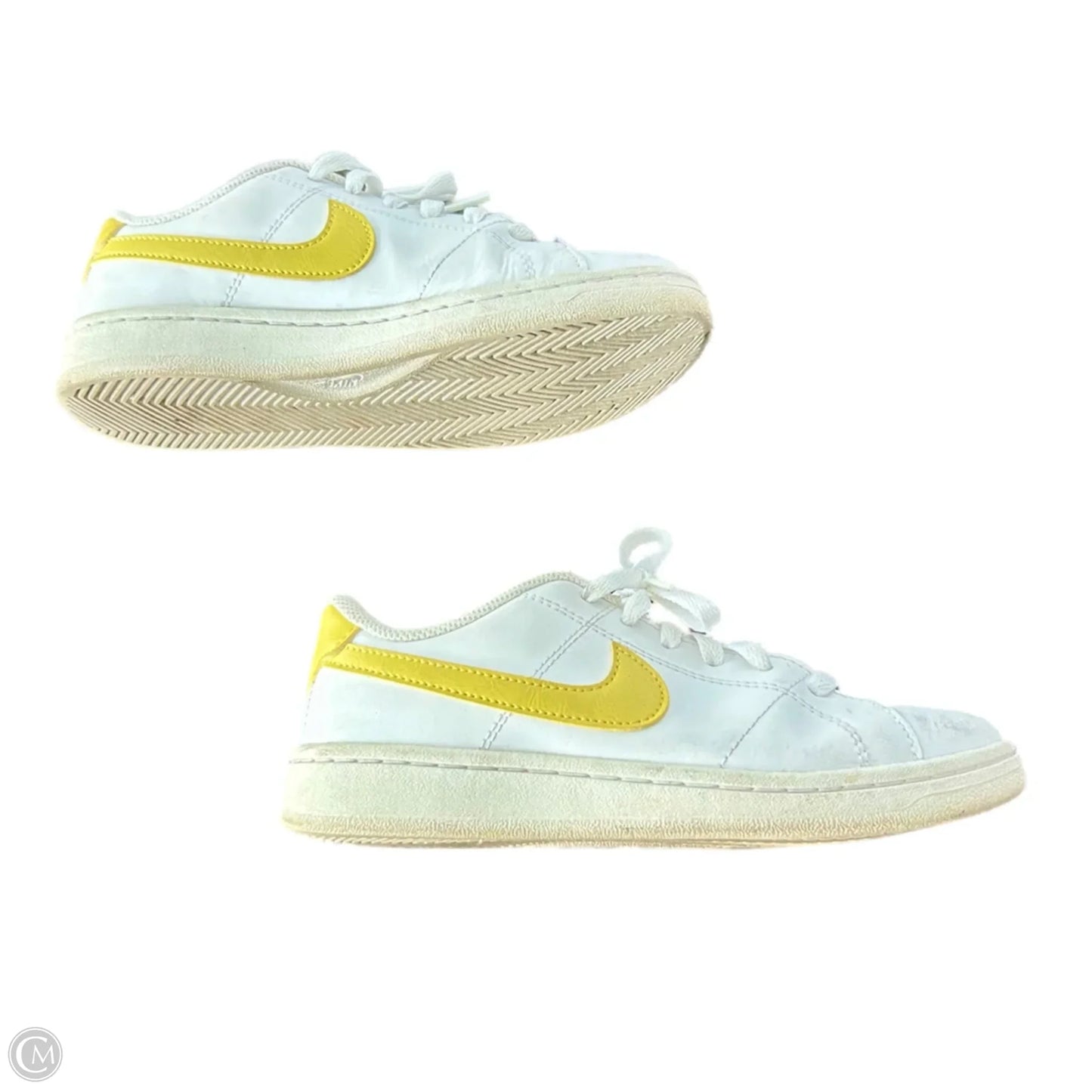 Shoes Sneakers By Nike In White & Yellow, Size: 6.5