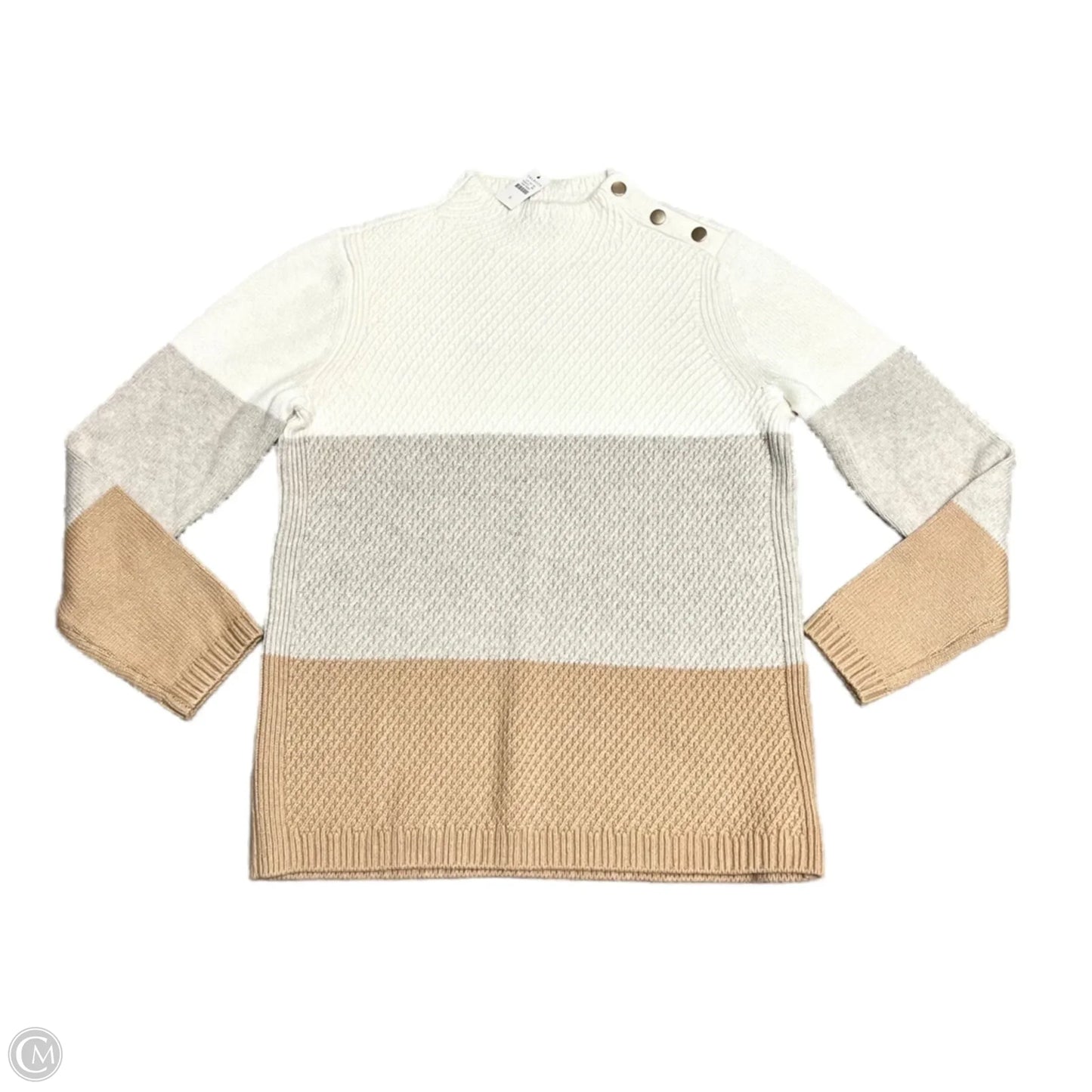 Sweater By Talbots In Cream & Tan, Size: S