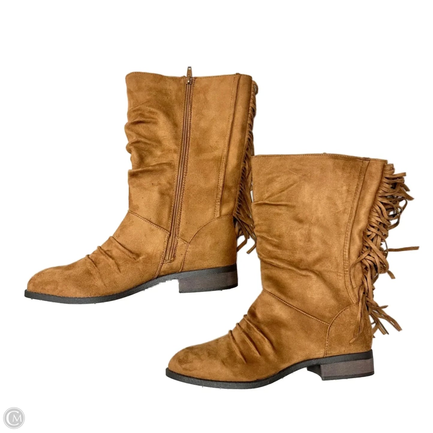 Boots Mid-calf Flats By Leila Stone In Brown, Size: 11