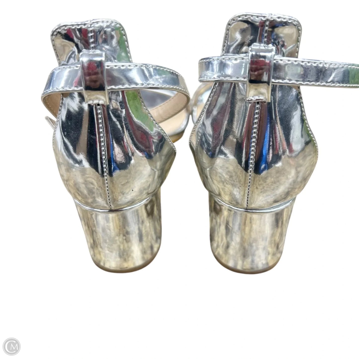 Sandals Heels Block By Heels Charm In Silver, Size: 6