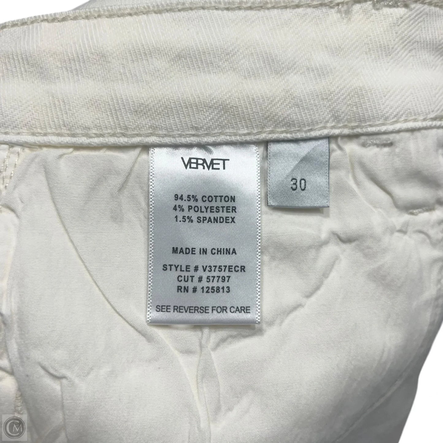 Jeans Straight By Vervet In Cream Denim, Size: 10