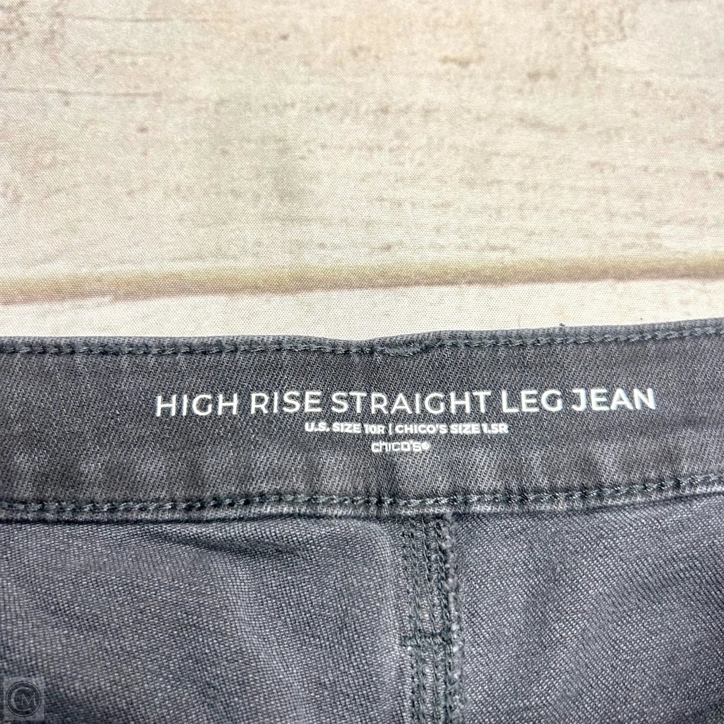 Jeans Straight By Chicos In Black Denim, Size: 10