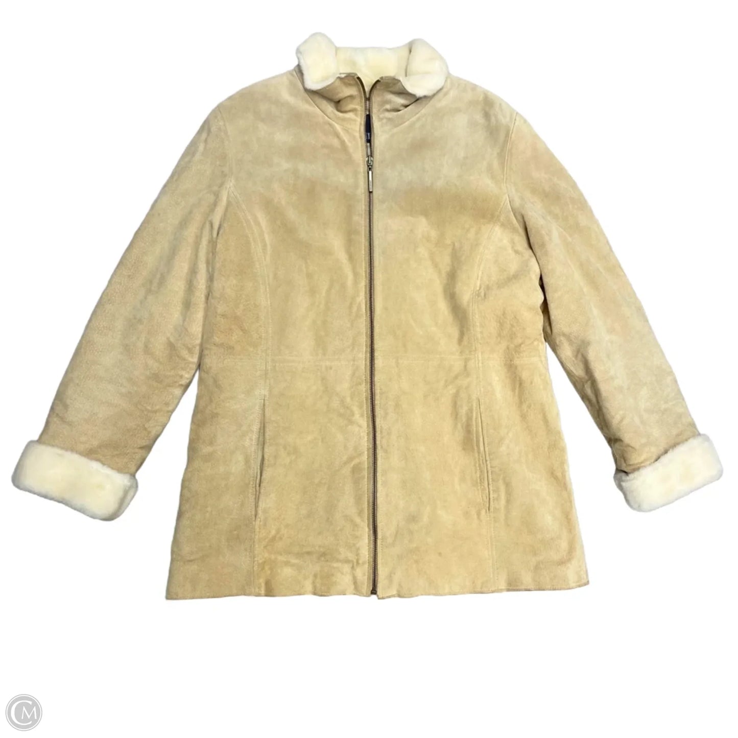 Coat Leather By London Fog In Cream, Size: M