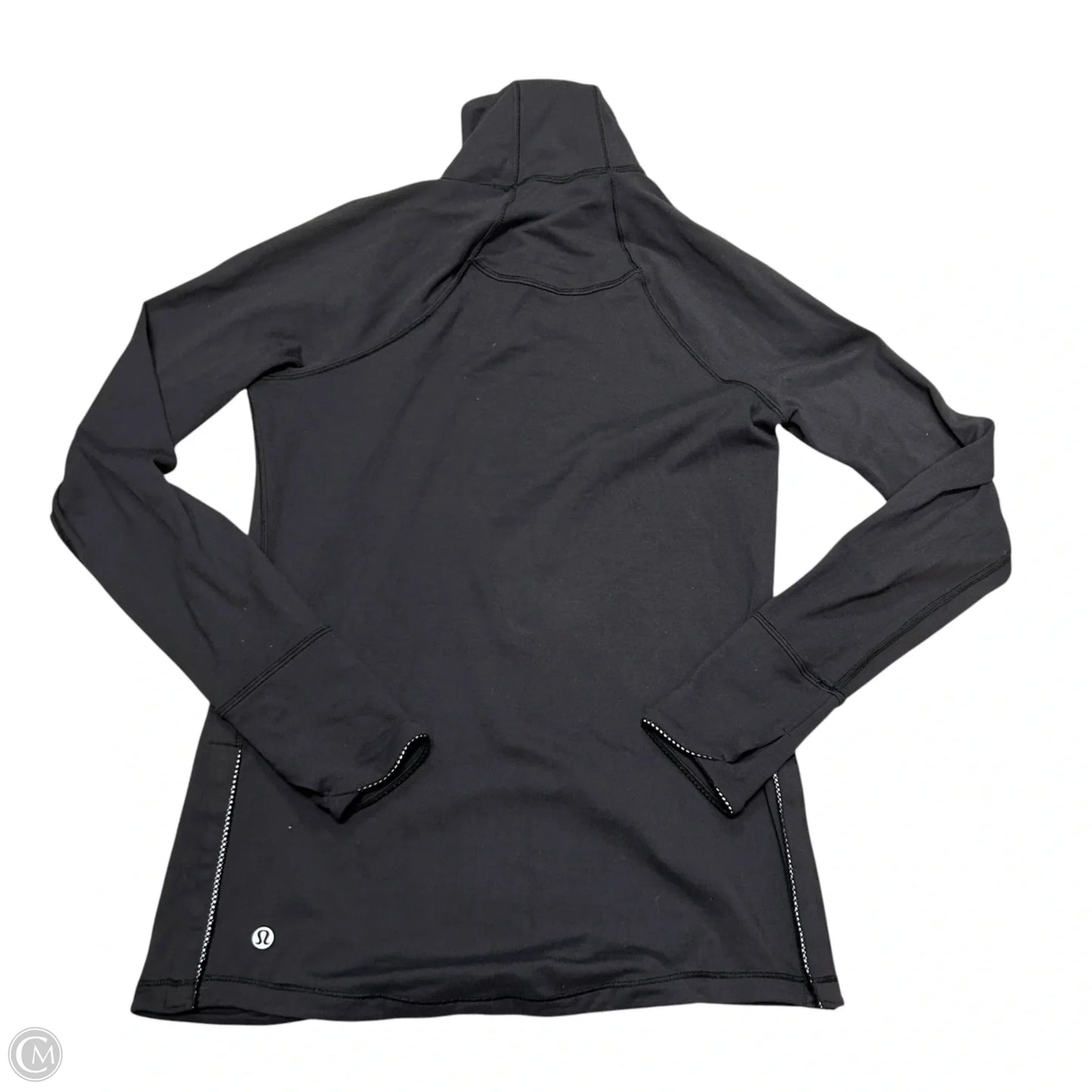 Athletic Top Long Sleeve Collar By Lululemon In Black, Size: S