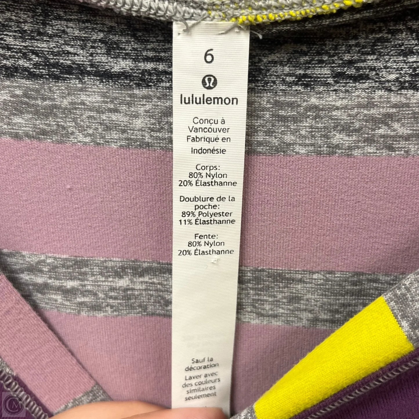 Athletic Top Long Sleeve Crewneck By Lululemon In Grey & Purple, Size: M