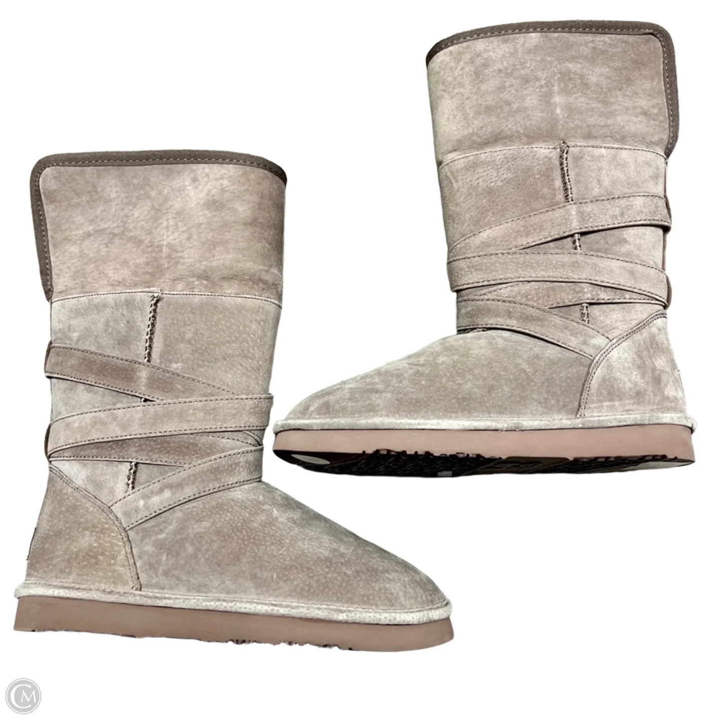Boots Mid-calf Flats By Lamo In Taupe, Size: 8