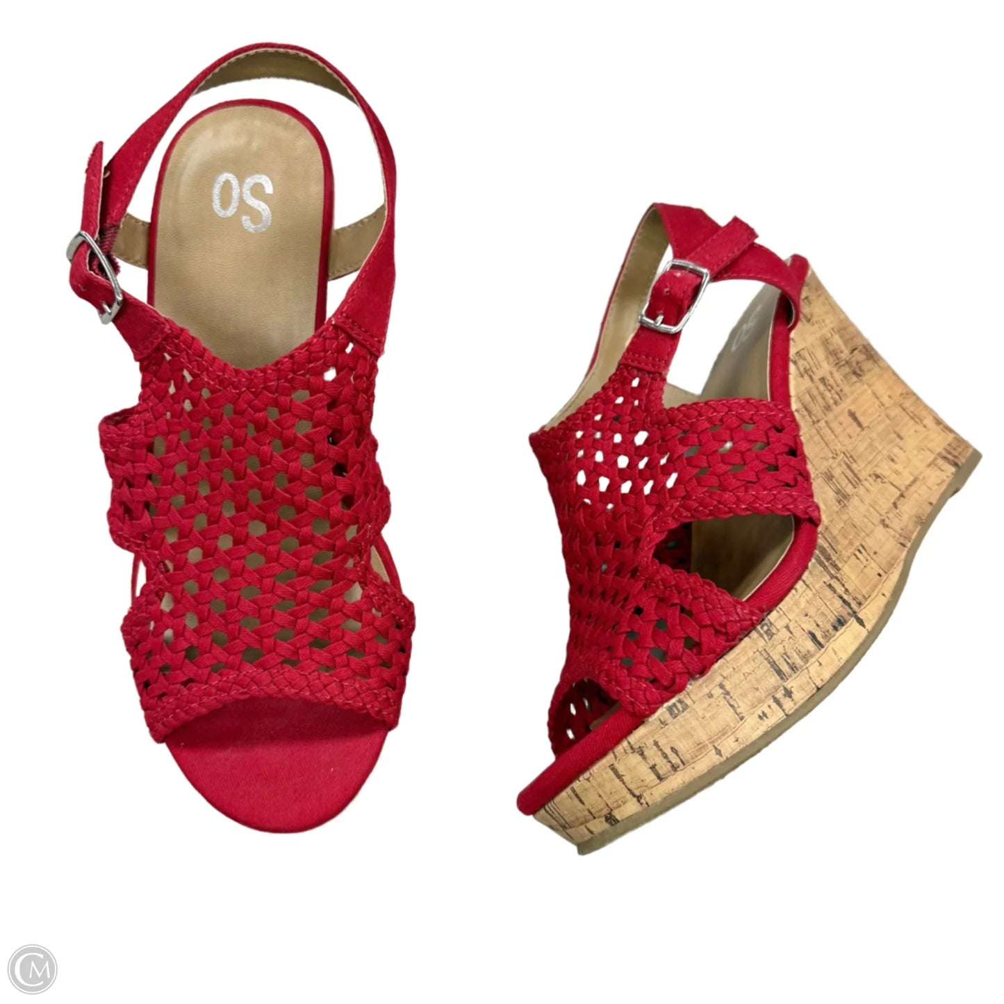 Sandals Heels Wedge By So In Red, Size: 8