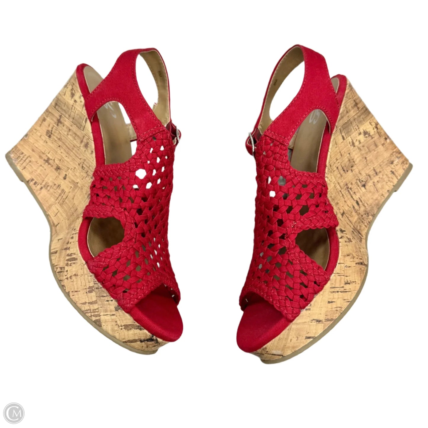 Sandals Heels Wedge By So In Red, Size: 8