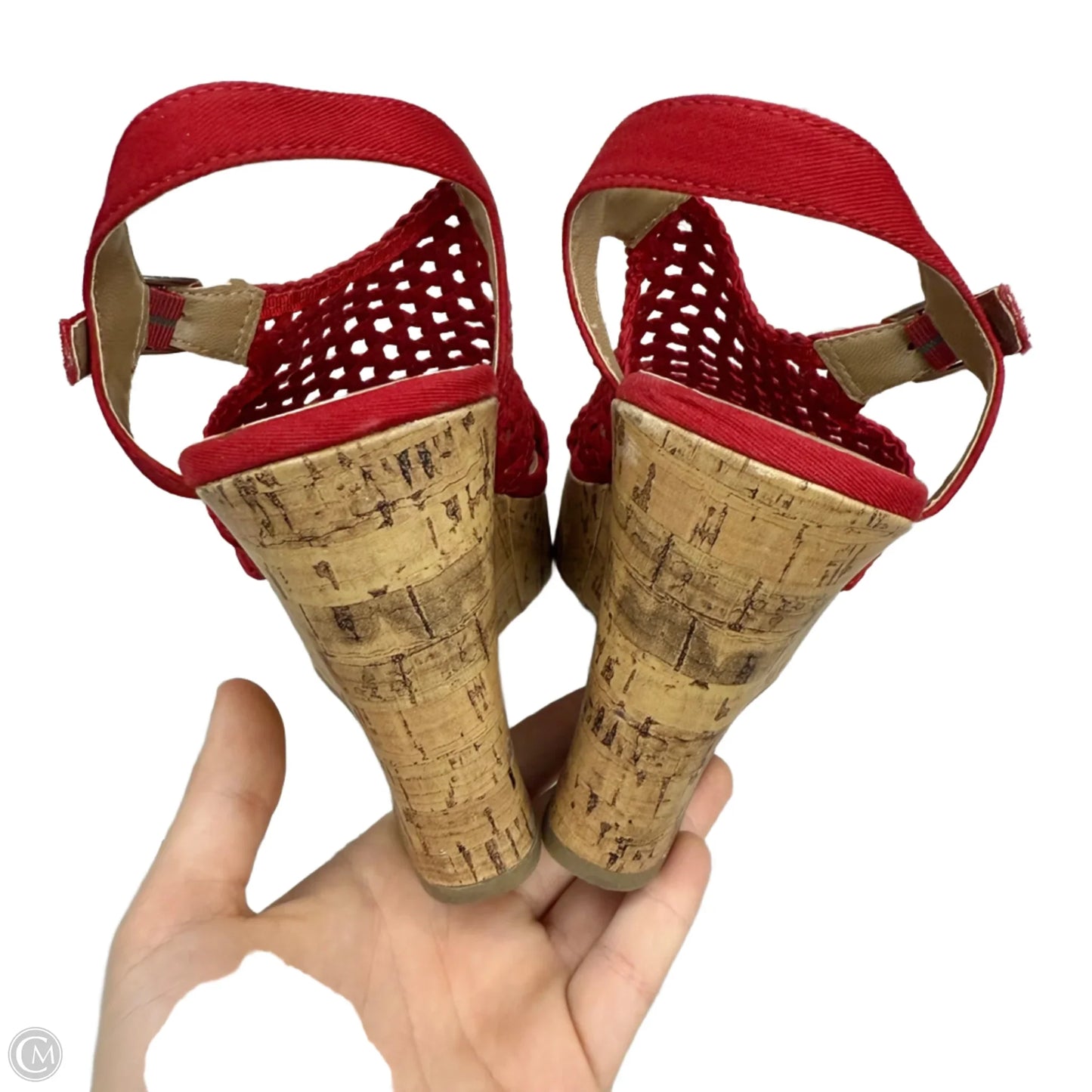 Sandals Heels Wedge By So In Red, Size: 8
