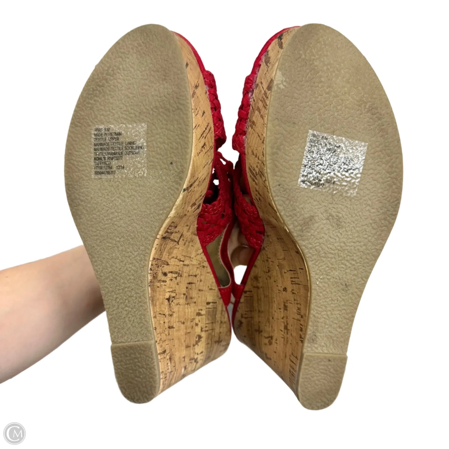 Sandals Heels Wedge By So In Red, Size: 8