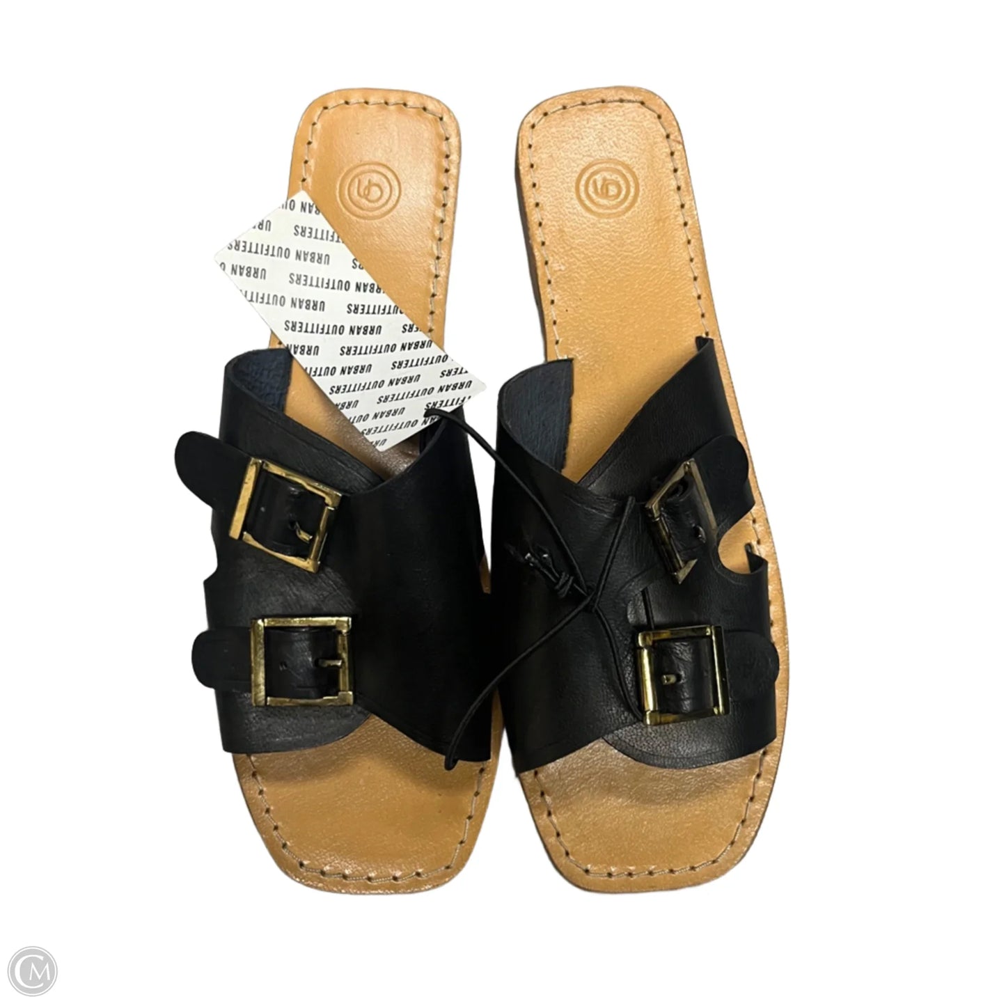 Sandals Flats By Urban Outfitters In Black & Gold, Size: 8