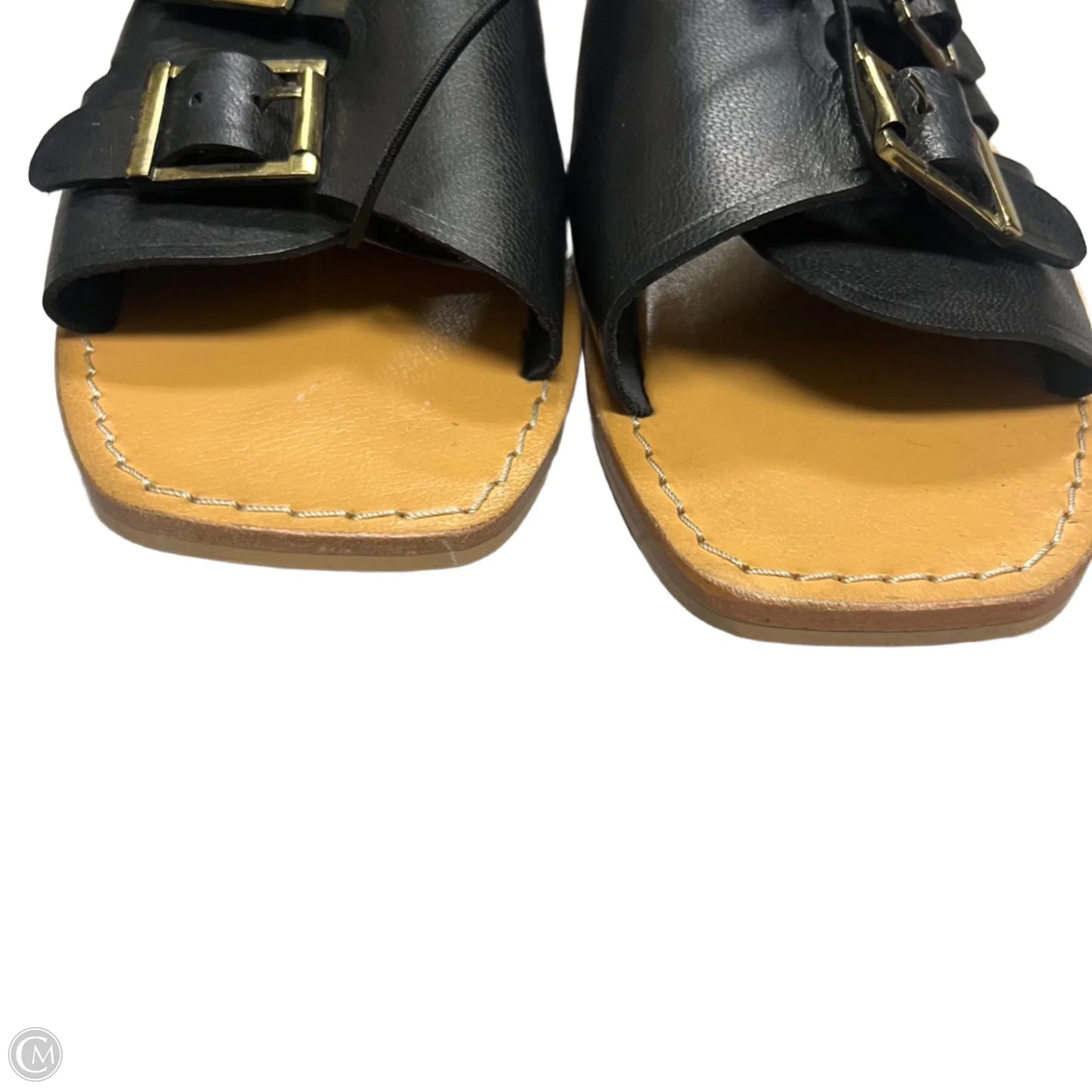 Sandals Flats By Urban Outfitters In Black & Gold, Size: 8