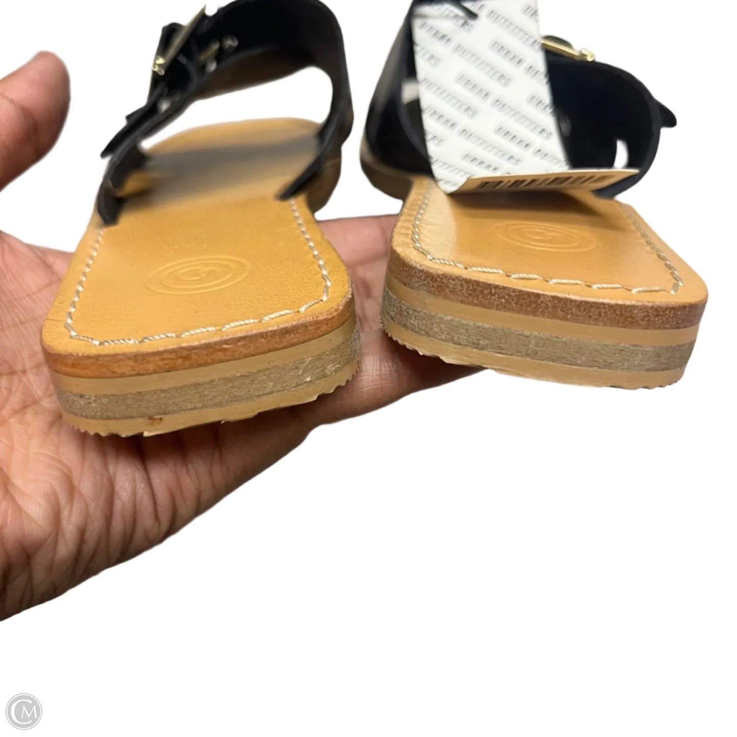 Sandals Flats By Urban Outfitters In Black & Gold, Size: 8