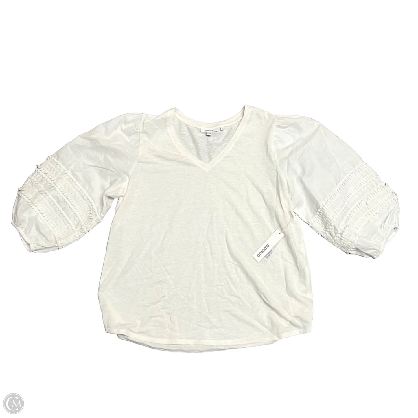 Top Short Sleeve By Chicos In White, Size: L