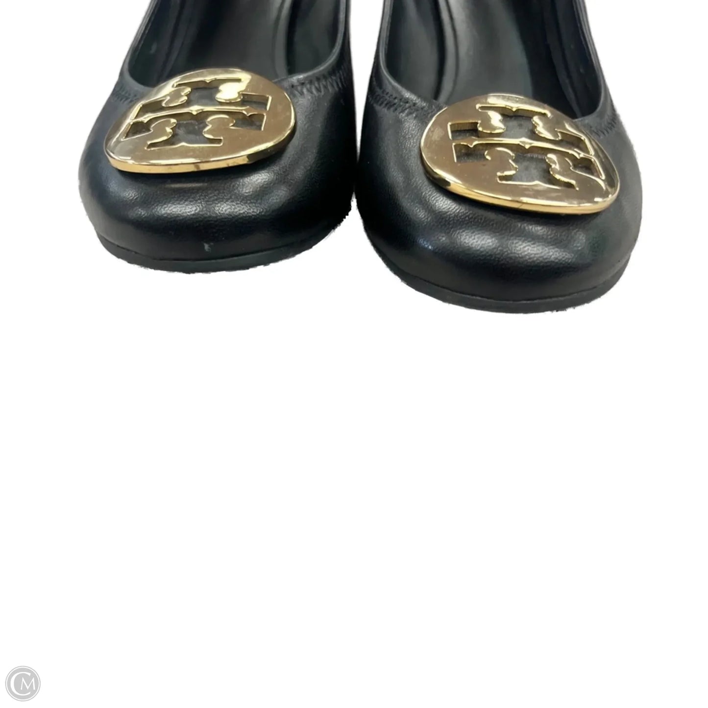 Shoes Designer By Tory Burch In Black & Gold, Size: 7.5