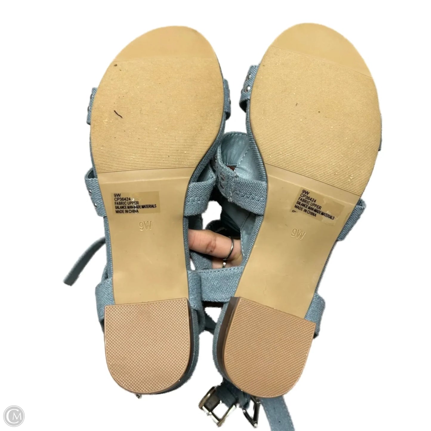 Sandals Heels Block By Ashley Stewart In Blue Denim, Size: 9