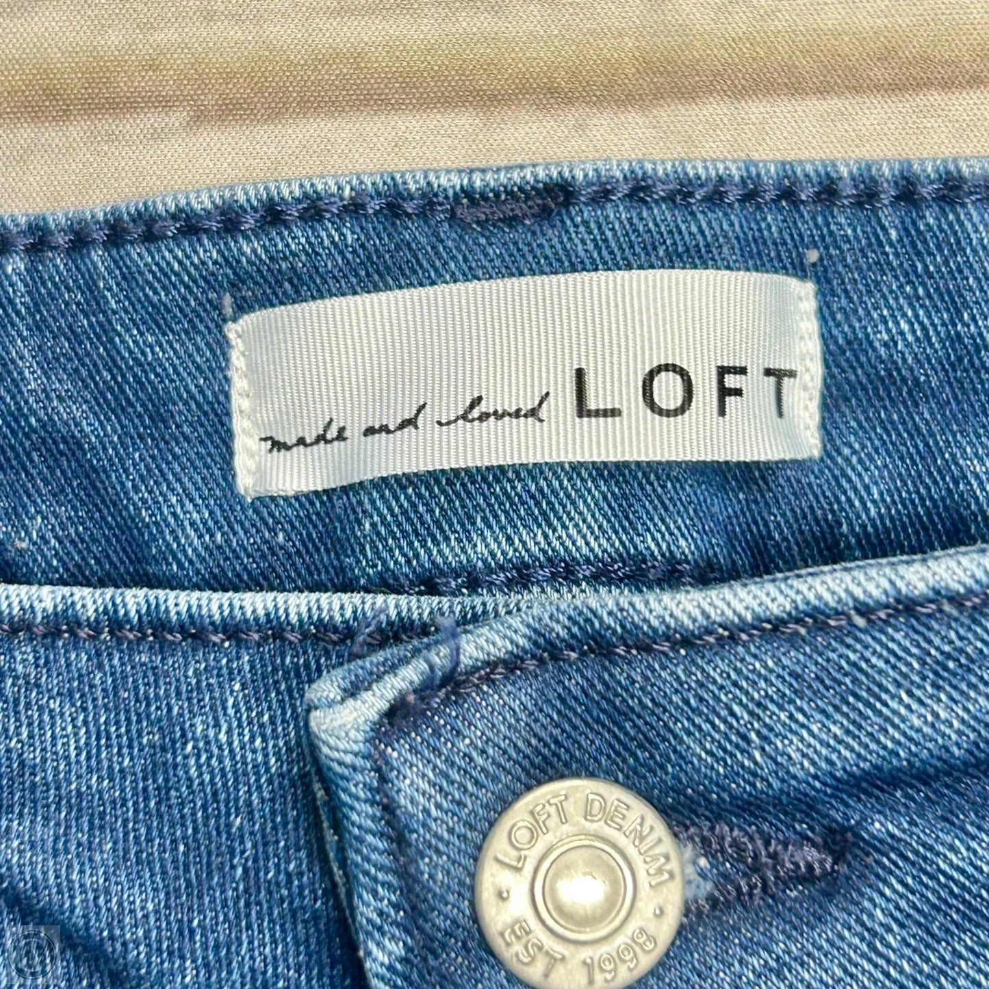 Jeans Flared By Loft In Blue Denim, Size: 12
