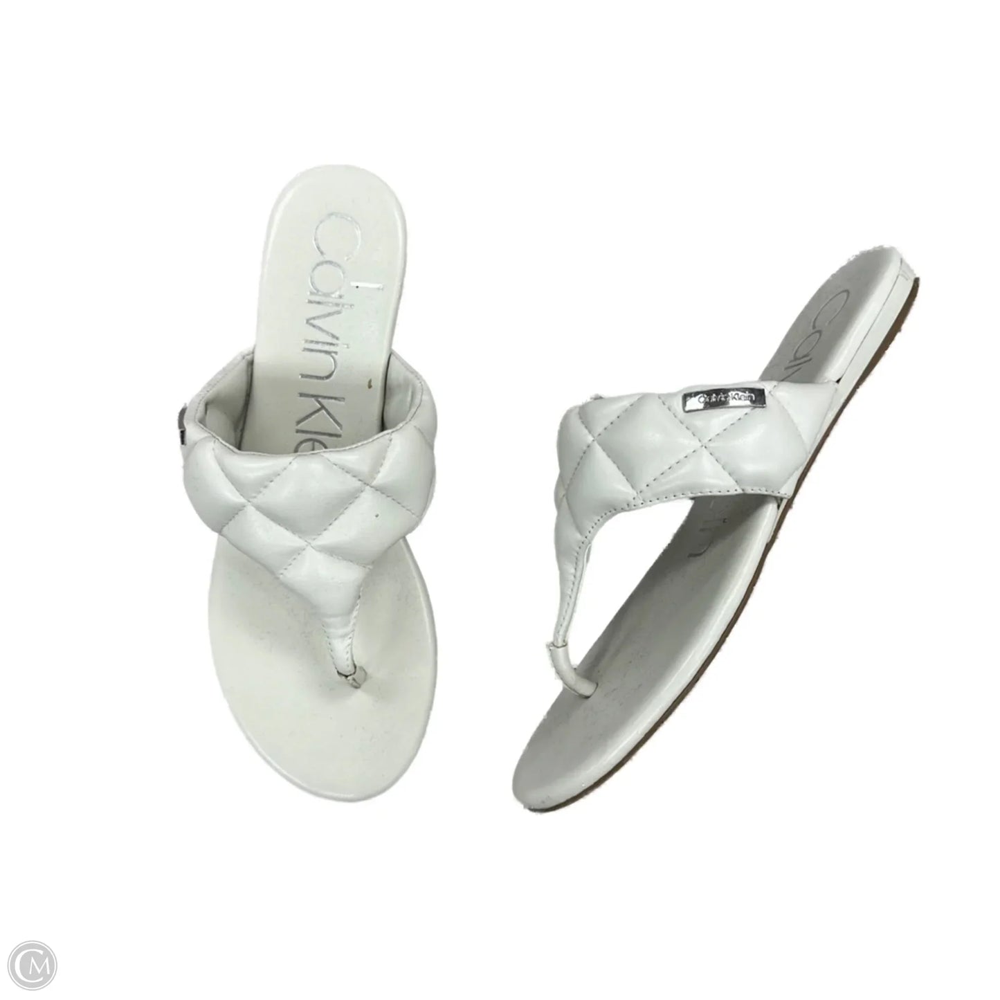 Sandals Flats By Calvin Klein In Ivory, Size: 8