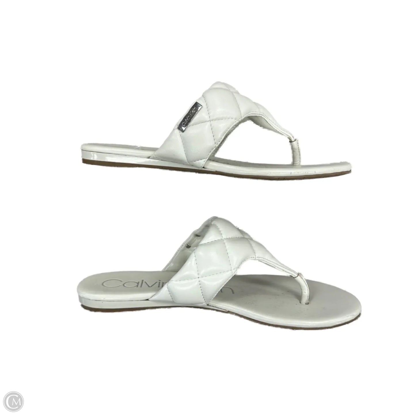 Sandals Flats By Calvin Klein In Ivory, Size: 8