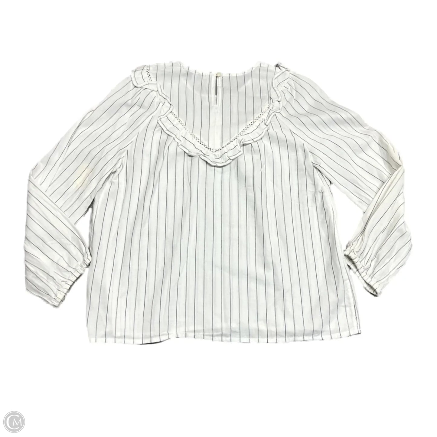 Top Long Sleeve By Madewell In Blue & Cream, Size: S