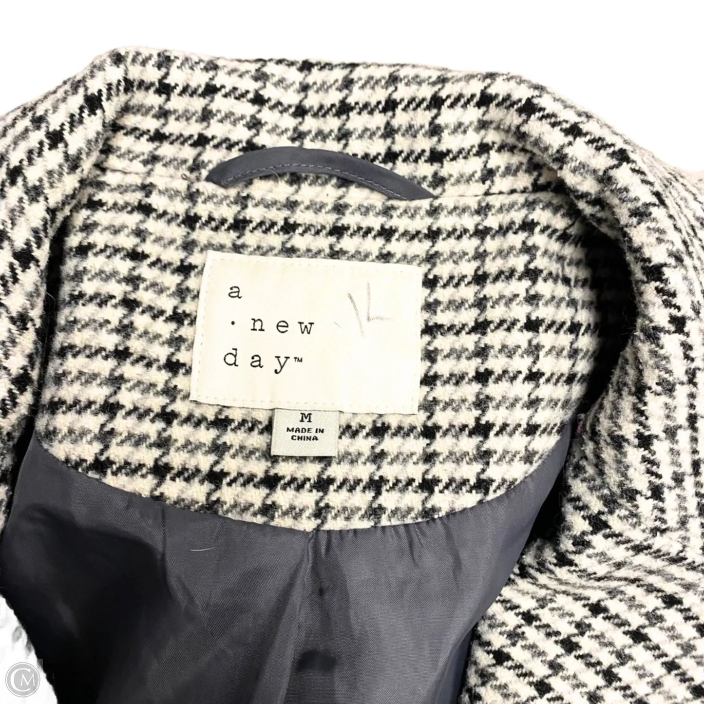 Coat Wool By A New Day In Checkered Pattern, Size: M