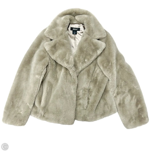 Coat Faux Fur & Sherpa By Dkny In Grey, Size: L