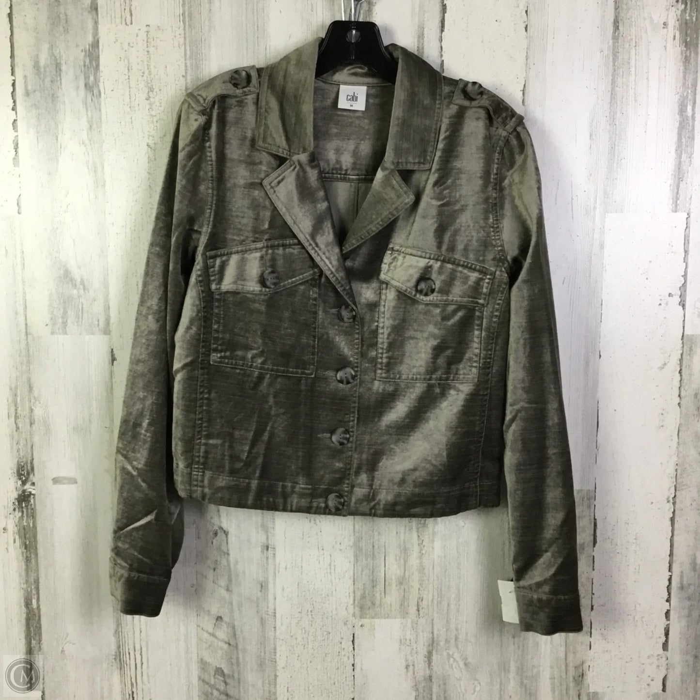 Jacket Shirt By Cabi In Grey, Size: M