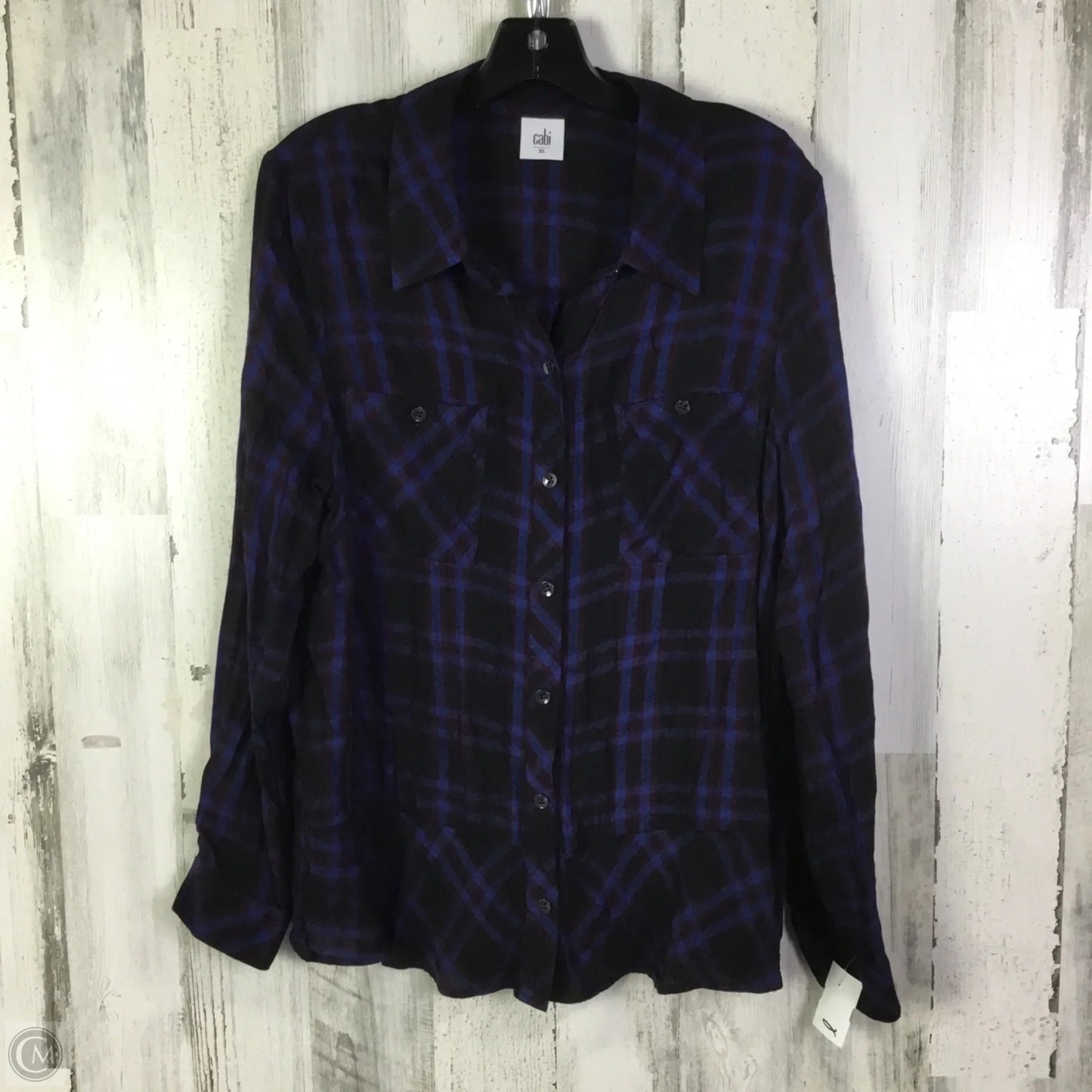Top Long Sleeve By Cabi In Black & Blue, Size: Xl
