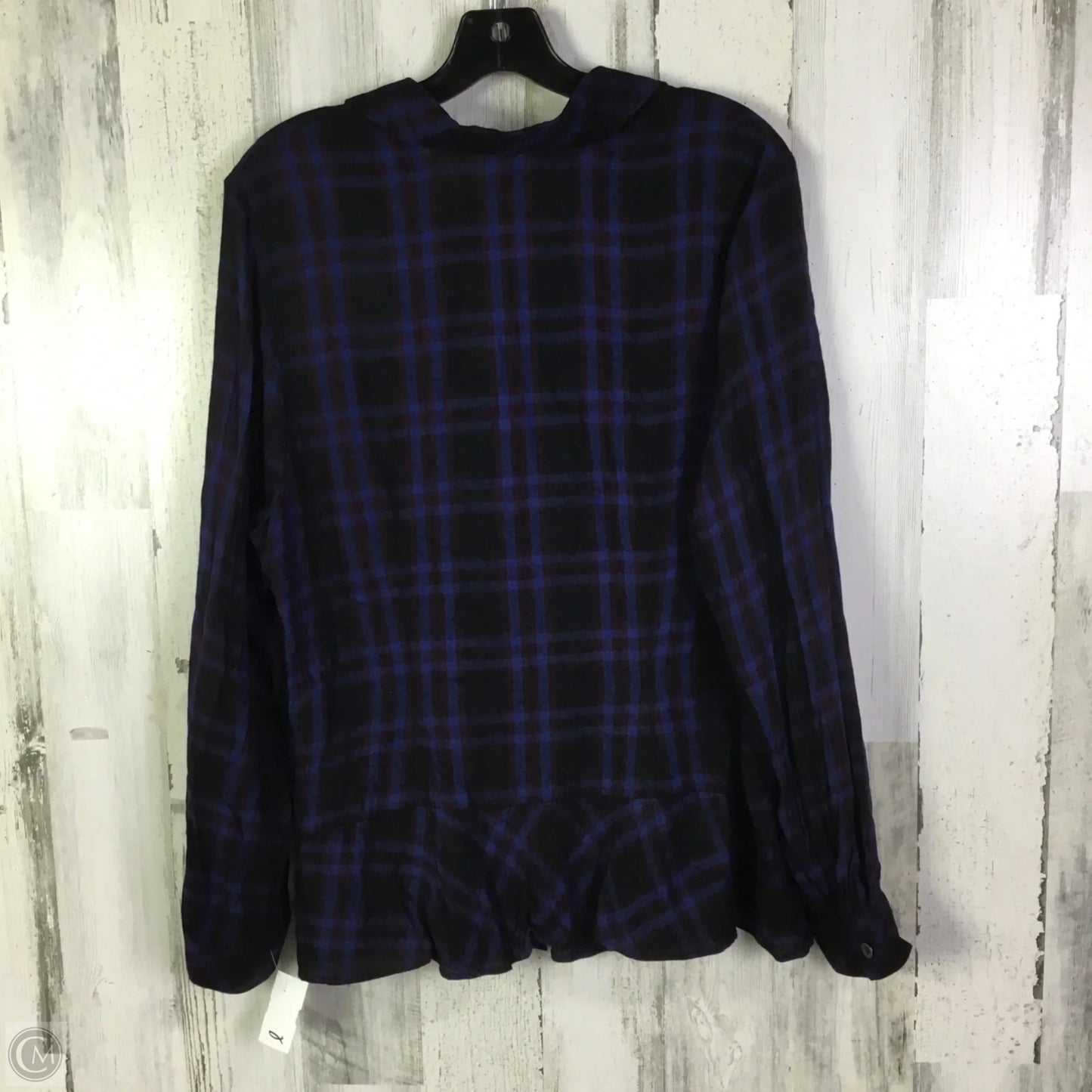 Top Long Sleeve By Cabi In Black & Blue, Size: Xl