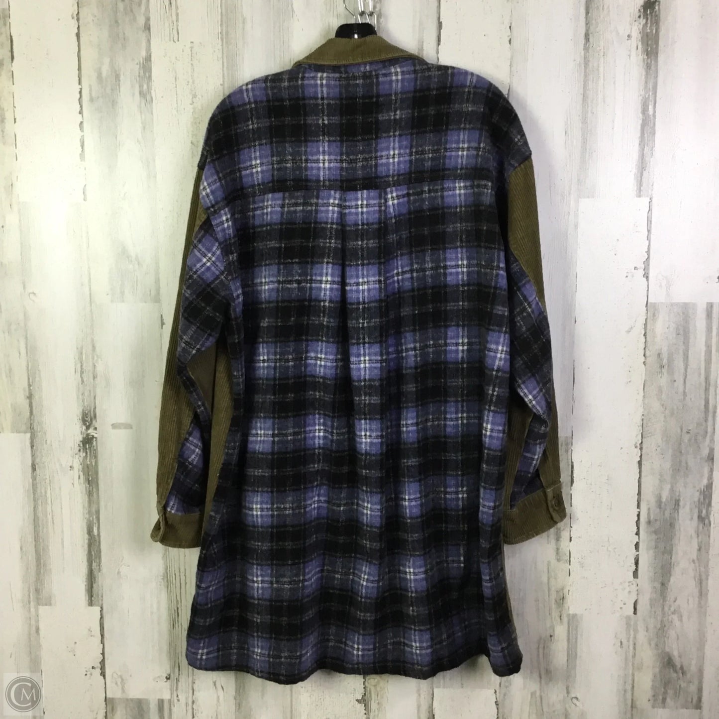 Jacket Shirt By Clothes Mentor In Blue & Brown, Size: L