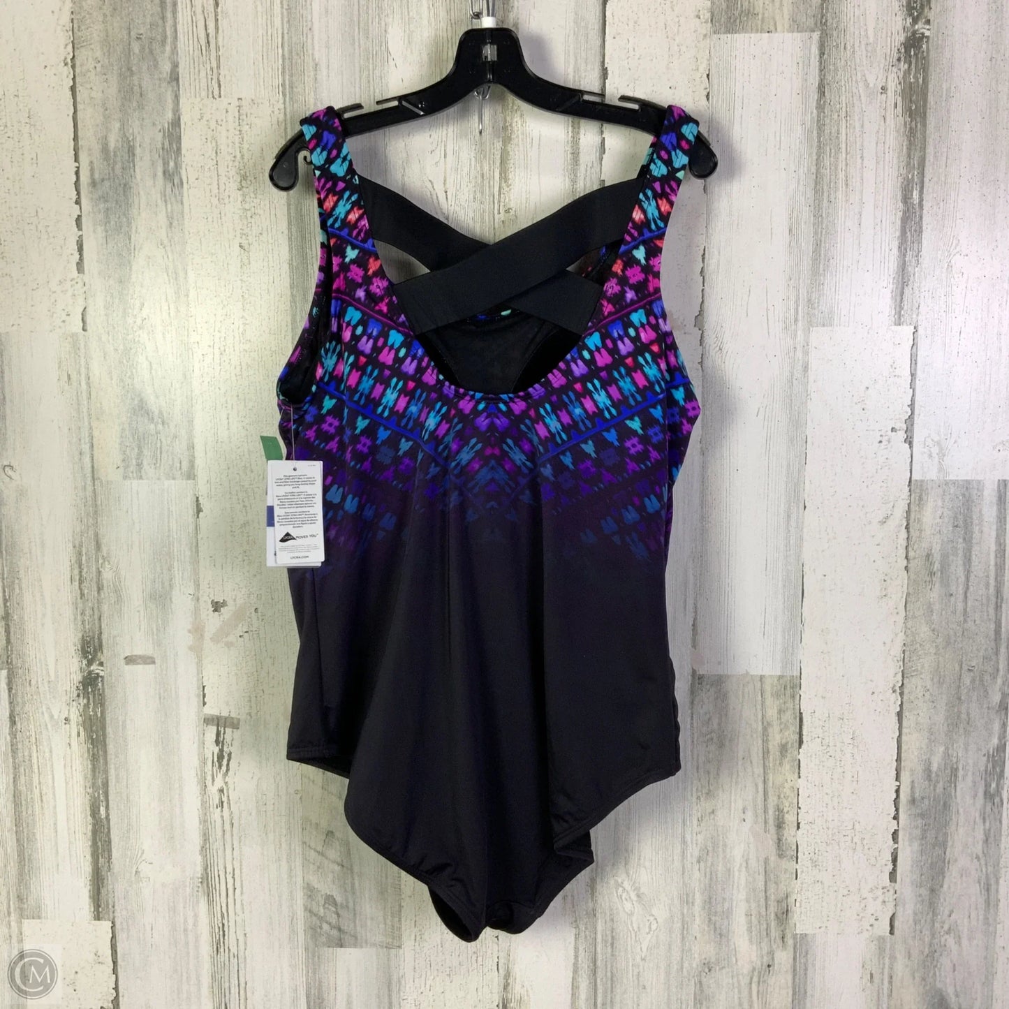 Swimsuit By Clothes Mentor In Black & Blue, Size: 2x