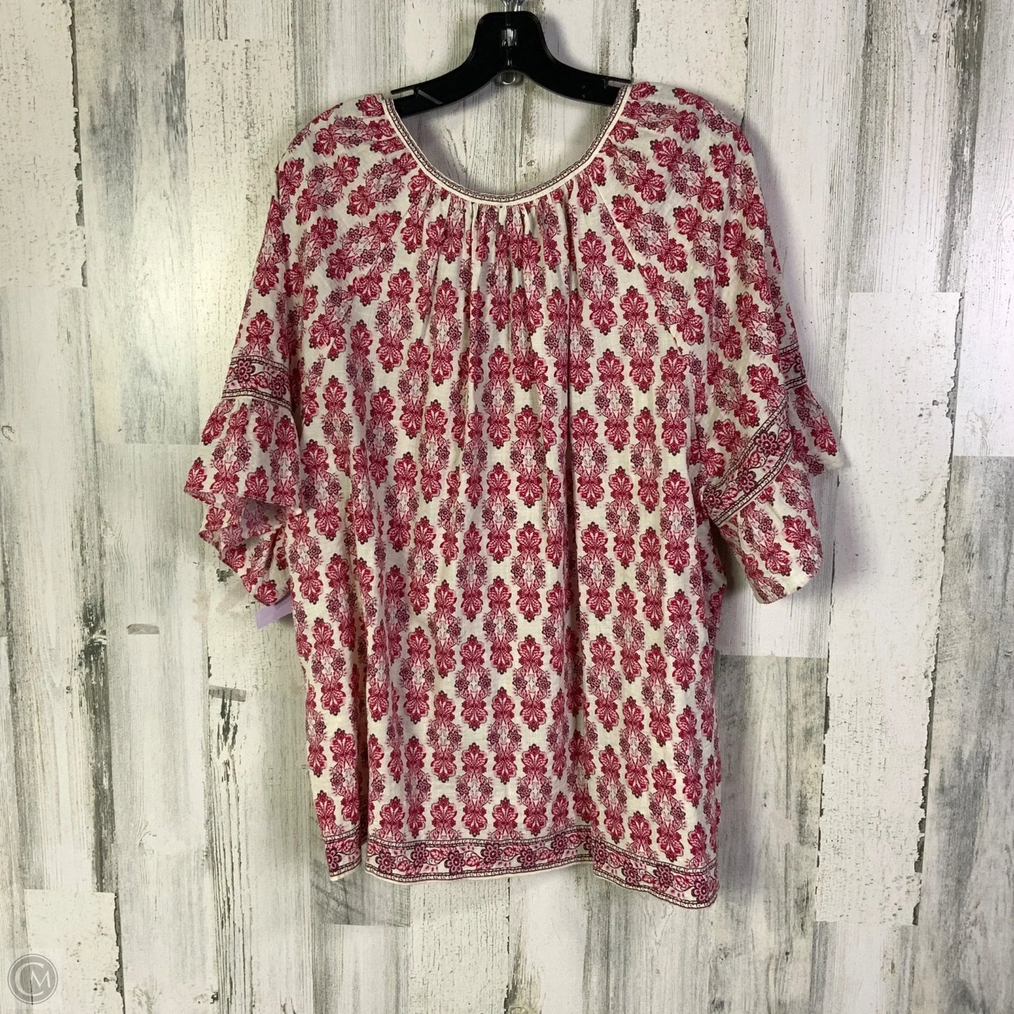 Top Short Sleeve By Max Studio In Cream & Red, Size: 3x