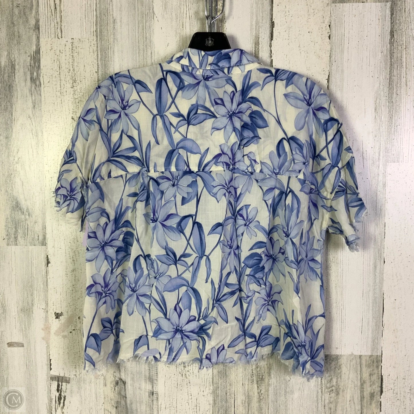 Top Short Sleeve By Philosophy In Blue & White, Size: M