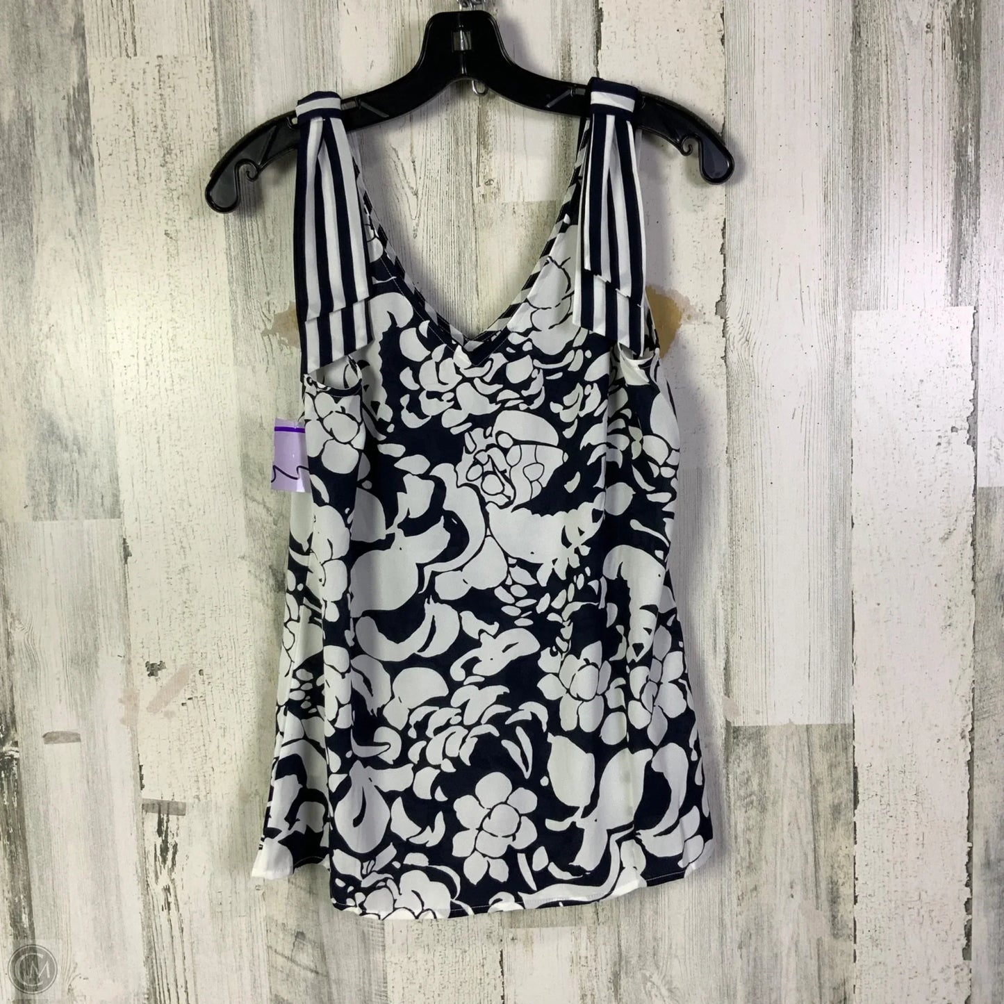 Blouse Sleeveless By Cabi In Blue & White, Size: S